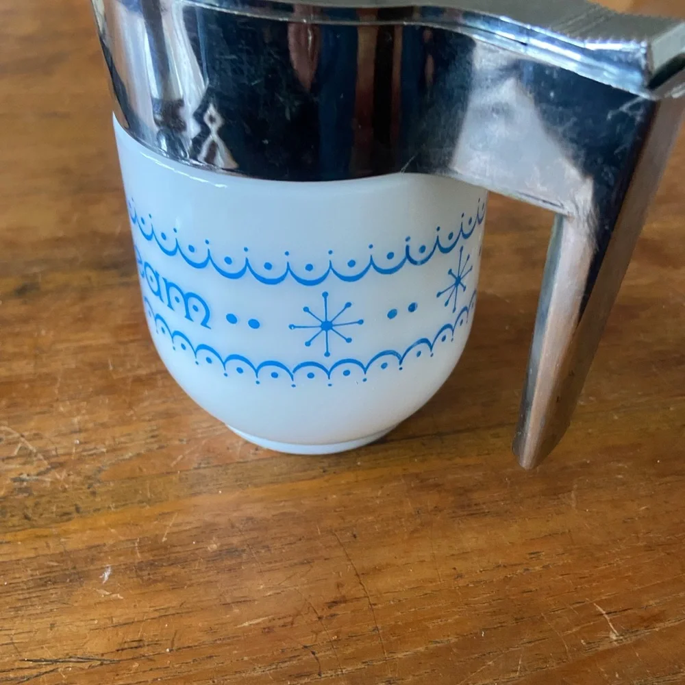 Vintage Gemco Blue Snowflake Creamer Pitcher
